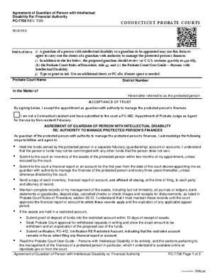 Thumbnail of Connecticut Form Agreement Of Guardian Of Person With Intellectual Disability Re: Financial Authority (Rev. 7/20)