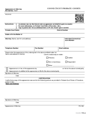 Thumbnail of Connecticut Form Appearance Of Attorney (Rev. 10/21)
