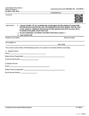 Thumbnail of Connecticut Form Confidential Information/petition/adoption (Rev. 8/19)