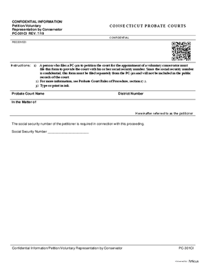 Thumbnail of Connecticut Form Confidential Information/petition/voluntary Representation By Conservator (Rev. 7/19)