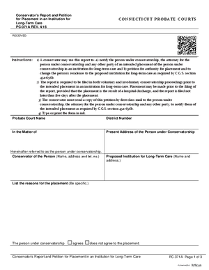 Thumbnail of Connecticut Form Conservator's Report And Petition For Placement In An Institution For Long-term Care (Rev. 4/16)