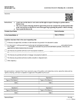 Thumbnail of Connecticut Form General Waiver (Rev. 1/19)