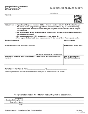 Thumbnail of Connecticut Form Guardian/statutory Parent Report/case Permanency Plan (New 10/17)