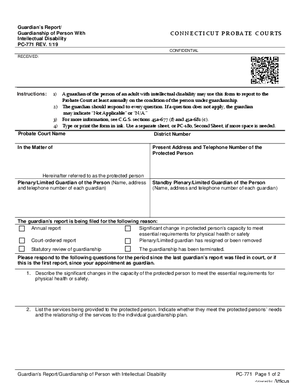 Thumbnail of Connecticut Form Guardian's Report/guardianship Of Person With Intellectual Disability (Rev. 1/19)