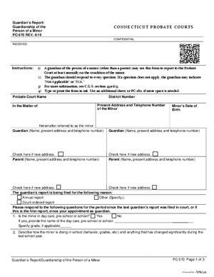 Thumbnail of Connecticut Form Guardian's Report/guardianship Of The Person Of A Minor (Rev. 4/19)