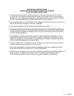 Thumbnail of Connecticut Form Informacion E Instrucciones: Designacion De Un Tutor De Reserva De Un Menor