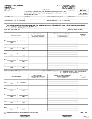 Thumbnail of Connecticut Form Jd-fm-164 Affidavit Concerning Children (Rev. 2/15)
