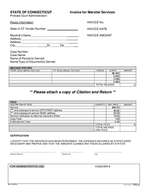 Thumbnail of Connecticut Form Marshal Invoice (Rev. 2/21)