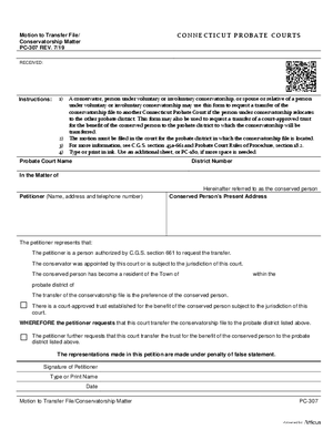 Thumbnail of Connecticut Form Motion To Transfer File/conservatorship Matter (Rev. 7/19)