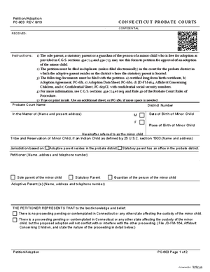 Thumbnail of Connecticut Form Petition/adoption (Rev. 8/19)