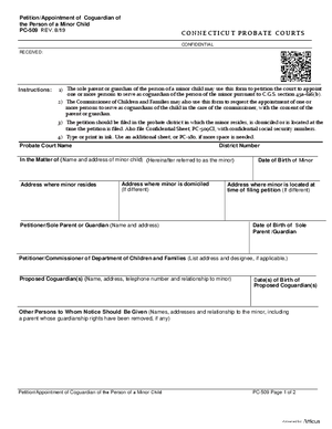 Thumbnail of Connecticut Form Petition/appointment Of Coguardian Of The Person Of A Minor Child (Rev. 8/19)