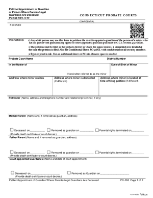 Thumbnail of Connecticut Form Petition/appointment Of Guardian Of Person Where Parents/legal Guardians Are Deceased (Rev. 8/19)