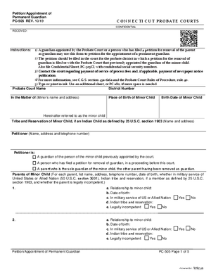 Thumbnail of Connecticut Form Petition/appointment Of Permanent Guardian (Rev. 10/19)