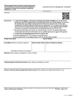 Thumbnail of Connecticut Form Petition/appointment Of Special Limited Conservator (Rev. 10/19)