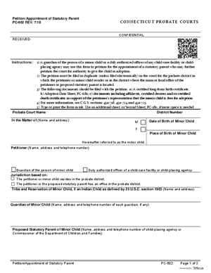 Thumbnail of Connecticut Form Petition/appointment Of Statutory Parent (Rev. 7/18)