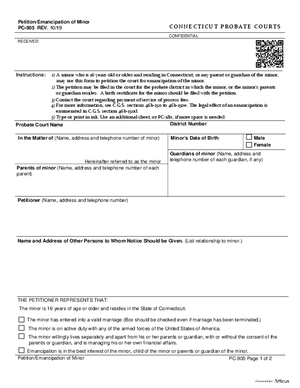 Thumbnail of Connecticut Form Petition/emancipation Of Minor (Rev. 10/19)