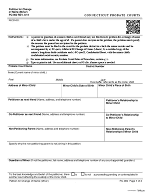 Thumbnail of Connecticut Form Petition For Change Of Name (Minor) (Rev. 8/19)