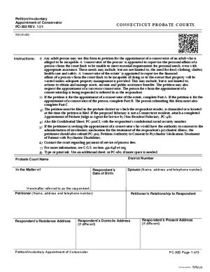Thumbnail of Connecticut Form Petition/involuntary Appointment Of Conservator (Rev. 1/21)