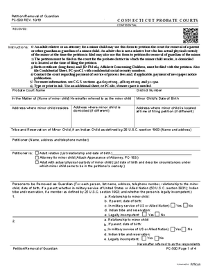 Thumbnail of Connecticut Form Petition/removal Of Guardian (Rev. 10/19)