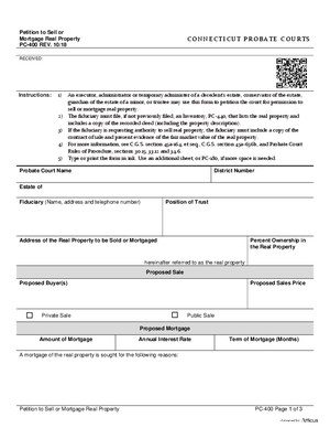Thumbnail of Connecticut Form Petition To Sell Or Mortgage Property (Rev. 10/18)