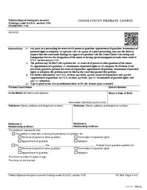 Thumbnail of Connecticut Form Petition /Special Immigrant Juvenile Findings Under 8 U.s.c. Section 1101 (Rev. 7/19)