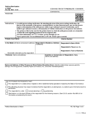 Thumbnail of Connecticut Form Petition/sterilization Of Adult (Rev. 10/19)