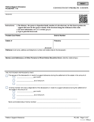 Thumbnail of Connecticut Form Petition/support Allowance (Rev. 7/16)
