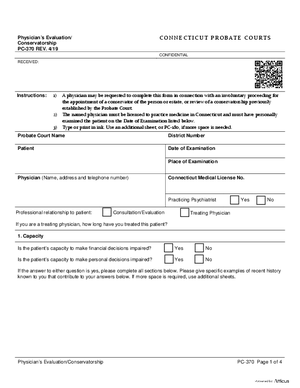 Thumbnail of Connecticut Form Physician's Evaluation/conservatorship (Rev. 4/19)