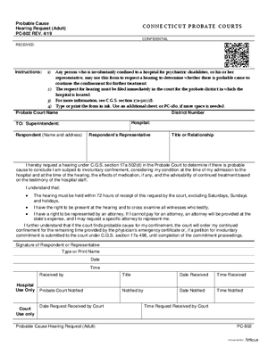 Thumbnail of Connecticut Form Probable Cause Hearing Request (Adult) (Rev. 4/19)