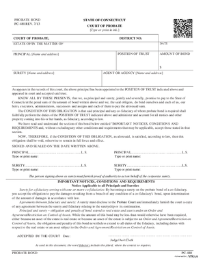 Thumbnail of Connecticut Form Probate Bond (Rev. 7/13)