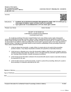 Thumbnail of Connecticut Form Receipt Of Information Re: Confidential Probate Proceedings/children's Matters (Rev. 7/21)