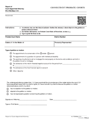 Thumbnail of Connecticut Form Report Of Court-appointed Attorney (New 1/14)
