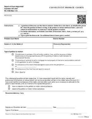 Thumbnail of Connecticut Form Report Of Court-appointed Guardian Ad Litem (New 1/14)