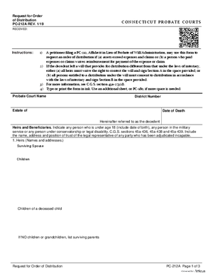 Thumbnail of Connecticut Form Request For Order Of Distribution (Rev. 1/19)