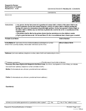 Thumbnail of Connecticut Form Request For Review/modification Of Visitation (Rev. 10/16)