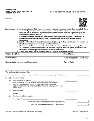 Thumbnail of Connecticut Form Request/order - Waiver Of Fees (Other Than Petitioner) (Rev. 7/19)