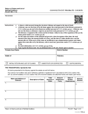 Thumbnail of Connecticut Form Return Of Claims And List Of Notified Creditors (Rev. 7/18)