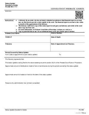 Thumbnail of Connecticut Form Status Update Decedent's Estate (Rev. 7/17))