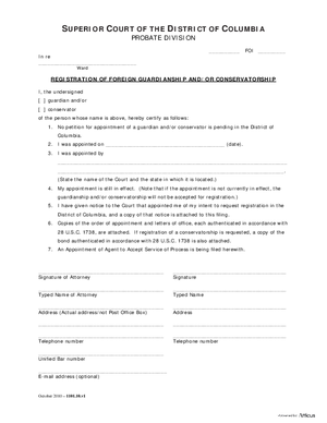 Thumbnail of District of Columbia Form Case Initiation (Foi) - Appointment Of Agent To Accept Service Of Process