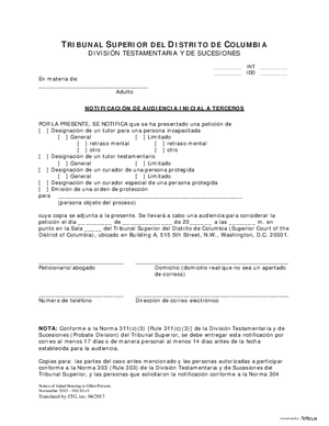 Thumbnail of District of Columbia Form Case Initiation (Int) - Notice Of Initial Hearing To Other Persons (Es)