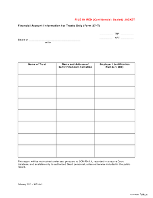 Thumbnail of District of Columbia Form Case Initiation (Nrt) - Financial Account Information For Trusts Only (Form 27-t)