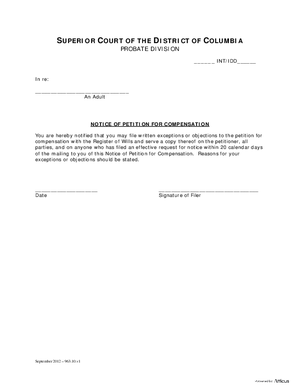 Thumbnail of District of Columbia Form Fees (Int) - Notice Of Petition For Compensation And Consent To Compensation And Fees