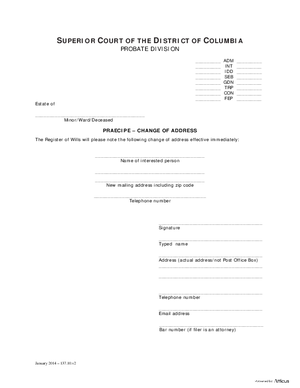 Thumbnail of District of Columbia Form General Forms (Fep) - Praecipe - Change Of Address