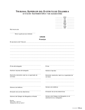 Thumbnail of District of Columbia Form General Forms (Gdn) - Praecipe (Es)