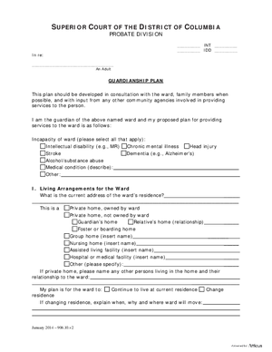 Thumbnail of District of Columbia Form General Forms (Int) - Guardianship Plan