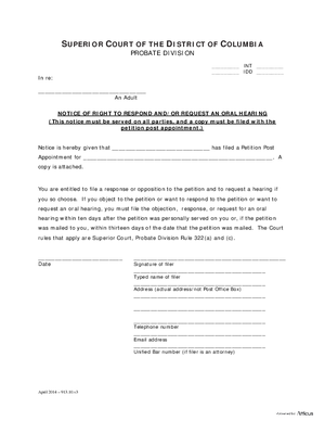 Thumbnail of District of Columbia Form General Forms (Int) - Notice Of Right To Respond And/or Request An Oral Hearing