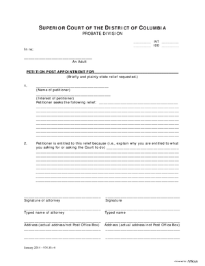 Thumbnail of District of Columbia Form General Forms (Int) - Petition Post Appointment And Order, Order Appointing Counsel, Notice Of Hearing On Subsequent Petition, Notice Of Right To Respond And/or Request An Oral Hearing