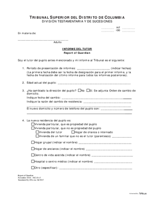 Thumbnail of District of Columbia Form General Forms (Int) - Report Of Guardian (Es)