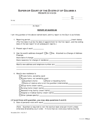 Thumbnail of District of Columbia Form General Forms (Int) - Report Of Guardian