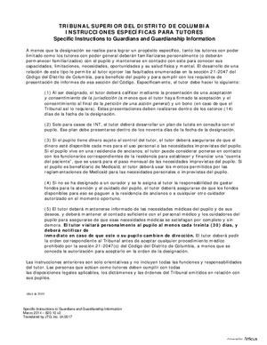 Thumbnail of District of Columbia Form General Forms (Int) - Specific Instructions To Guardians And Guardianship Information Sheet (Es)